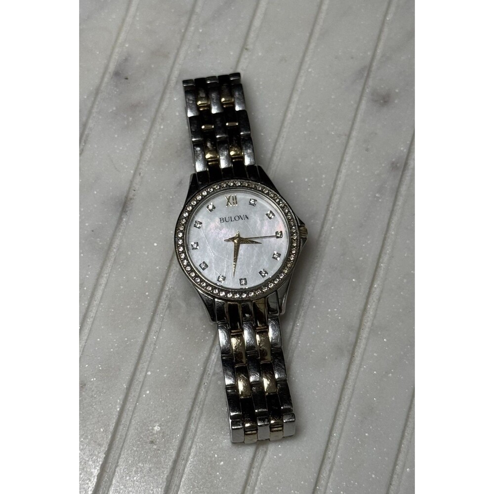 BULOVA CRYSTALS TWO TONE WOMEN'S WATCH Stainless Steel 32MM (Needs Battery)